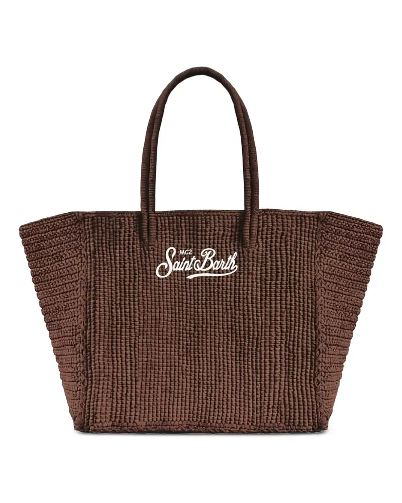 MC2 Saint Barth logo-embroidered raffia tote bag - Braun Braun