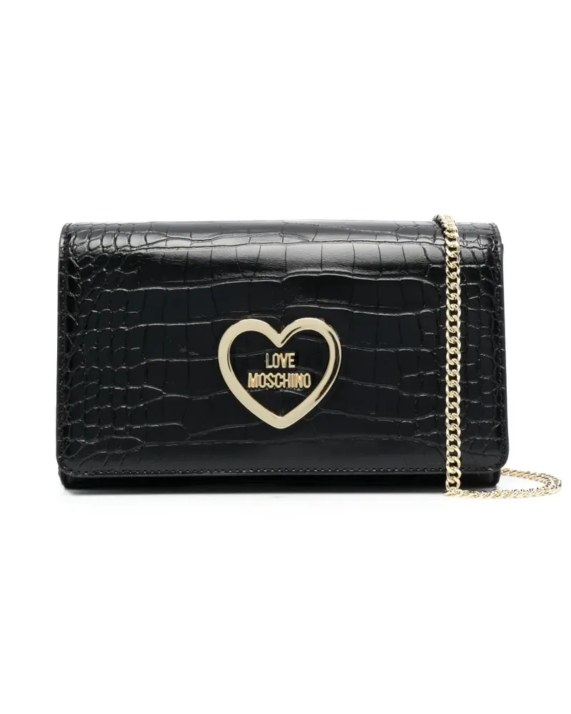 Moschino Umhängetasche mit Kroko-Effekt - Schwarz Schwarz