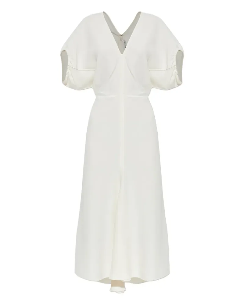 Victoria Beckham gathered short-sleeves midi dress - Nude Nude