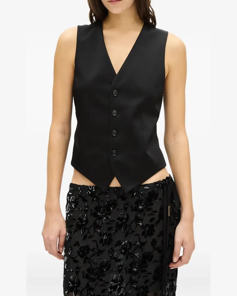 Ann Demeulemeester button-up satin waistcoat - Schwarz Schwarz