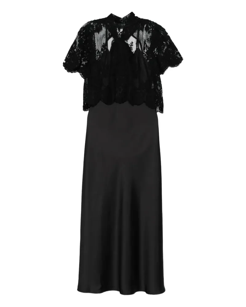 IMPERIAL Midikleid mit Spitzen-Overlay - Schwarz Schwarz