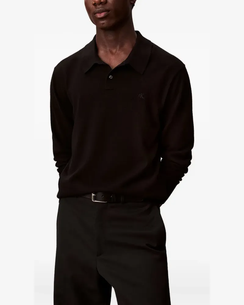 Calvin Klein wool polo shirt - Schwarz Schwarz