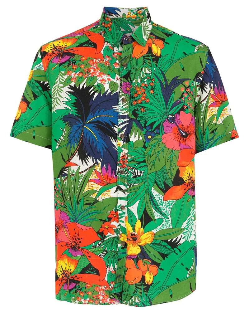 Amir Slama Hemd mit Blumen-Print - Grün Grün