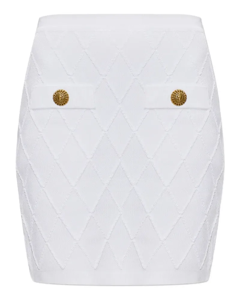 Balmain diamond-quilted button-detail mini skirt - Weiß Weiß