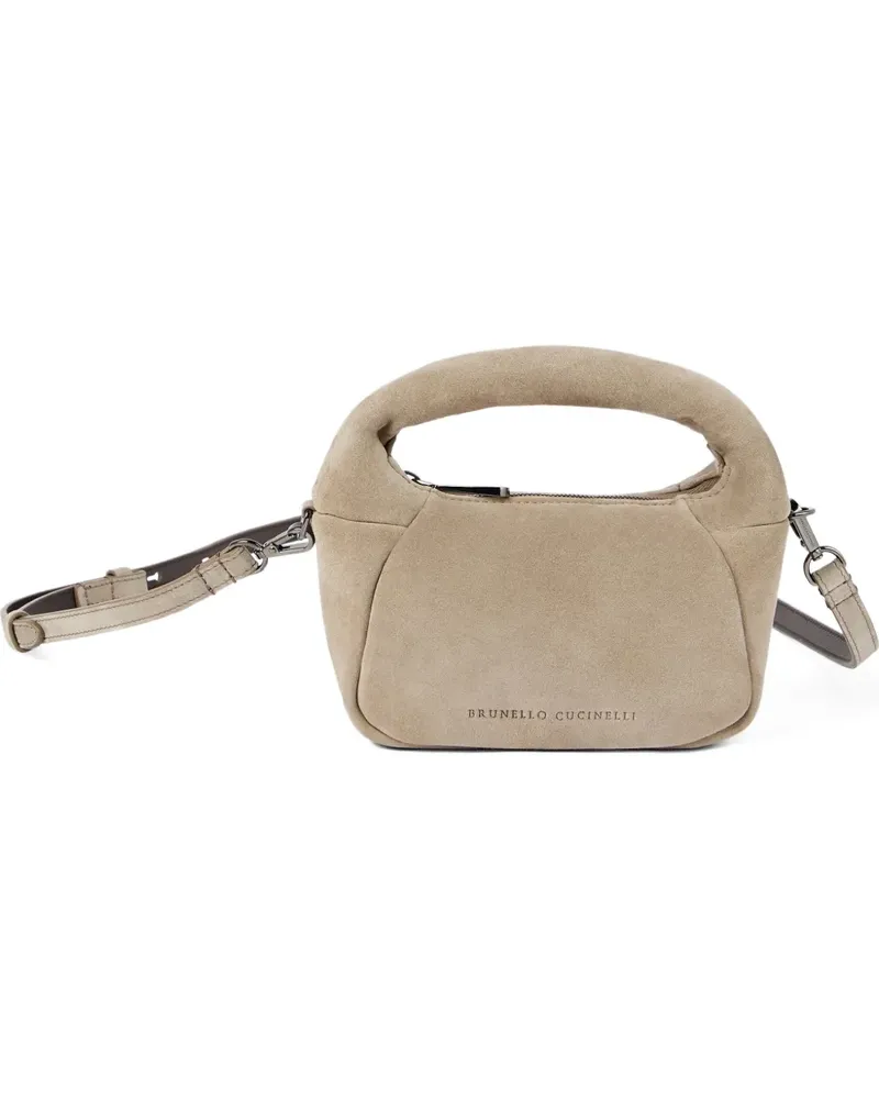Brunello Cucinelli Wattierte Mini-Tasche aus Wildleder - Nude Nude