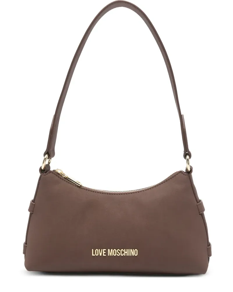 Moschino logo leather tote bag - Braun Braun