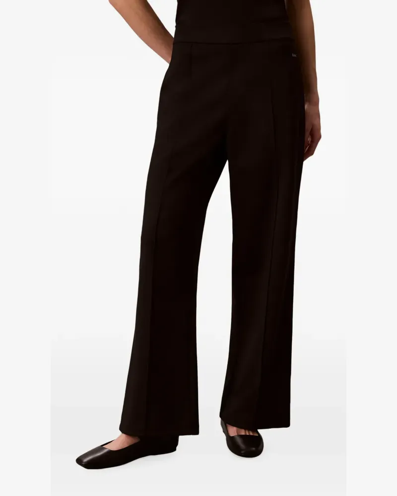 Calvin Klein logo-plaque wide-leg trousers - Braun Braun
