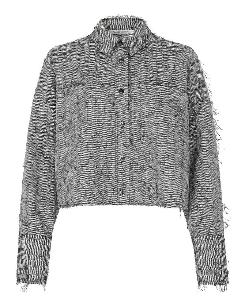 Samsøe & Samsøe Sasofila Hemd mit Fischgrätenmuster - Schwarz Schwarz