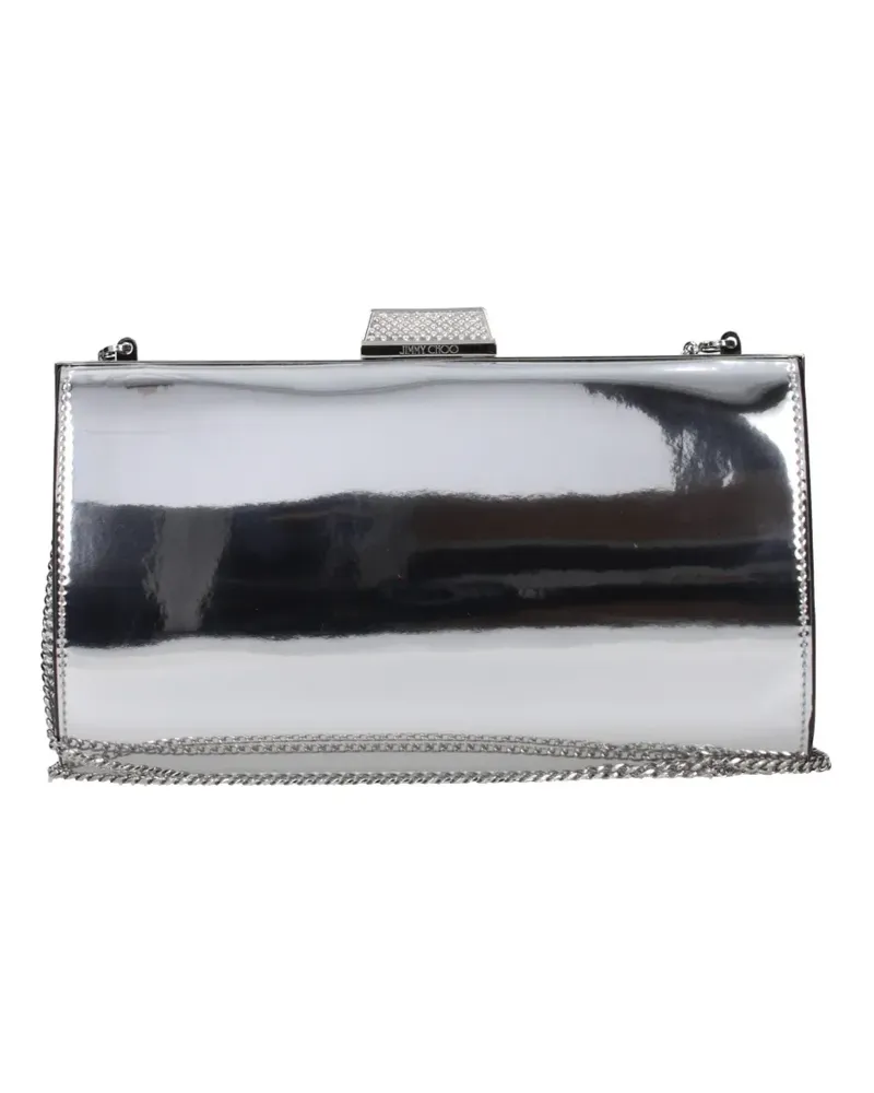 Jimmy Choo Zahra metallic leather clutch bag - Silber Silber