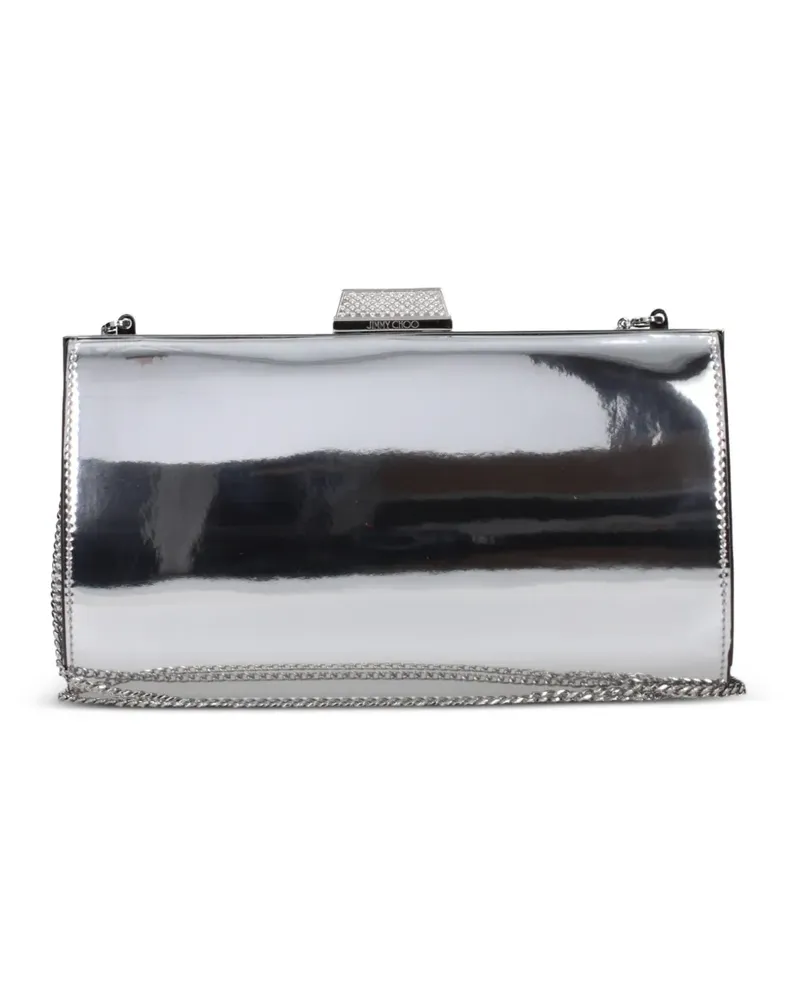 Jimmy Choo Zahra metallic leather clutch bag - Silber Silber