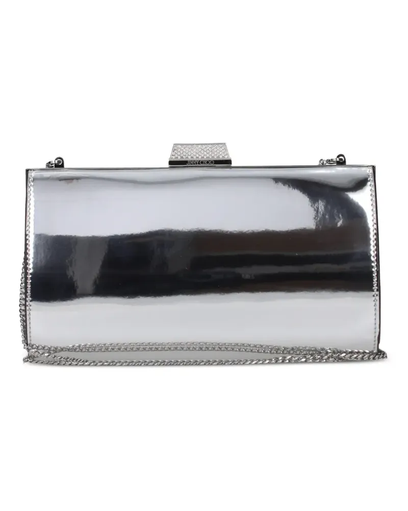 Jimmy Choo Zahra metallic leather clutch bag - Silber Silber