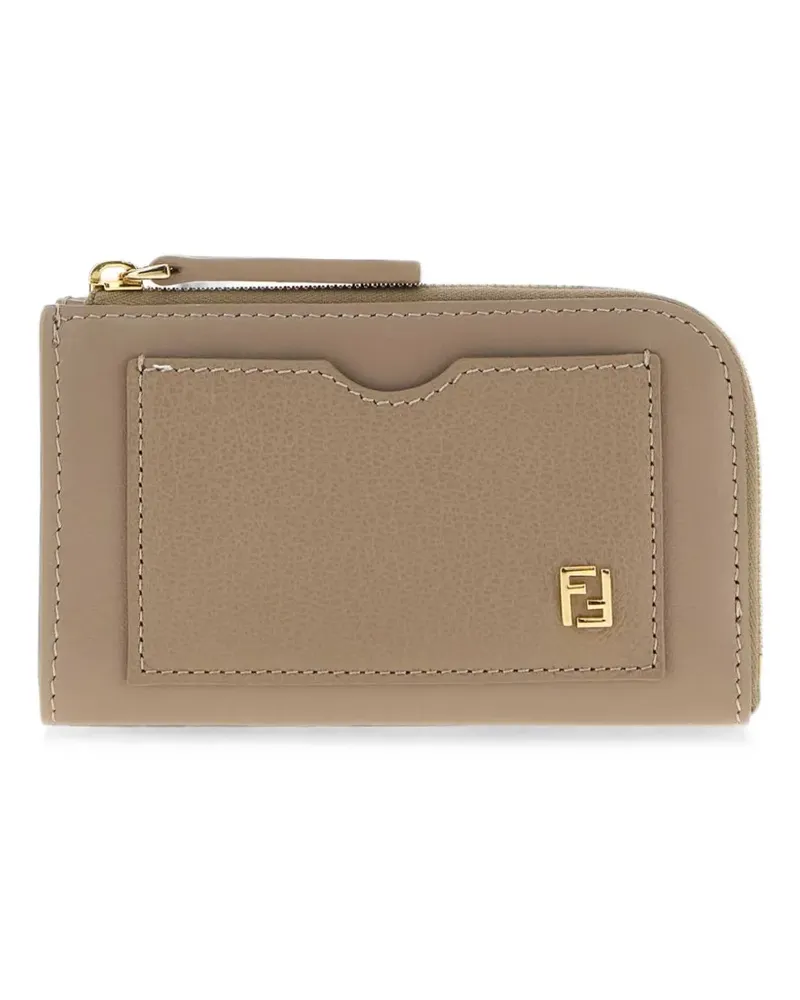 Fendi FF logo-plaque leather card case pouch - Grau Grau