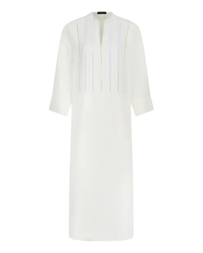 Fabiana Filippi embroidered-panel frayed-edge maxi dress - Weiß Weiß