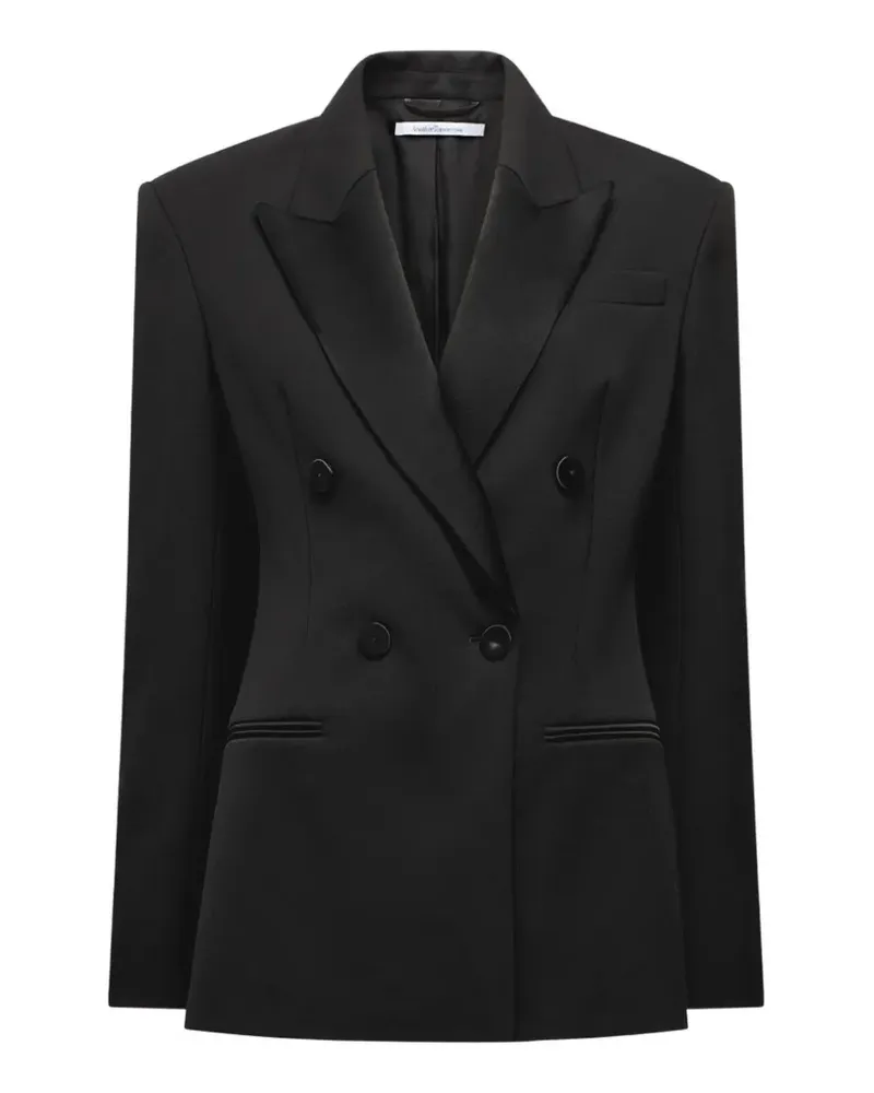 Another Tomorrow double-breasted satin-lapel jacket - Schwarz Schwarz