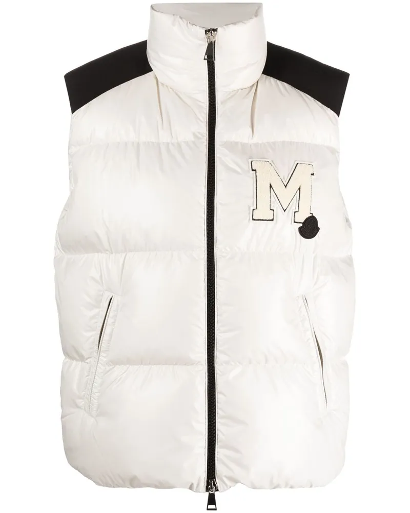 Moncler Gefütterte Weste mit Logo-Patch - Weiß Weiß