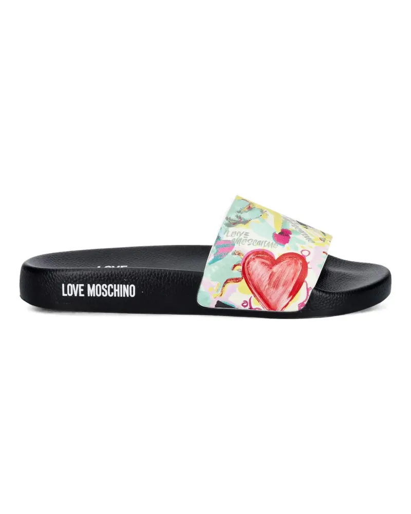Moschino Pantoletten mit Herz-Print - Nude Nude