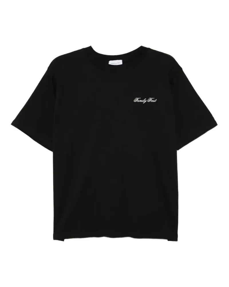 Family First embroidered-logo T-shirt - Schwarz Schwarz