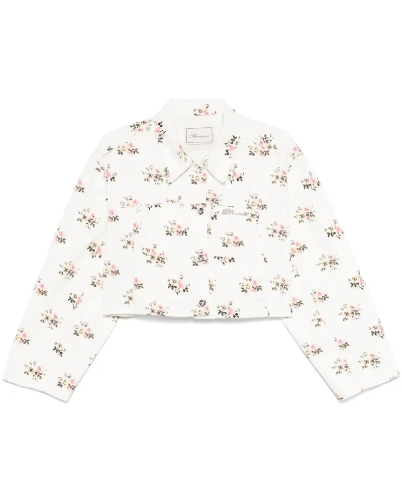 Blumarine Jacke mit Blumen-Print - Weiß Weiß