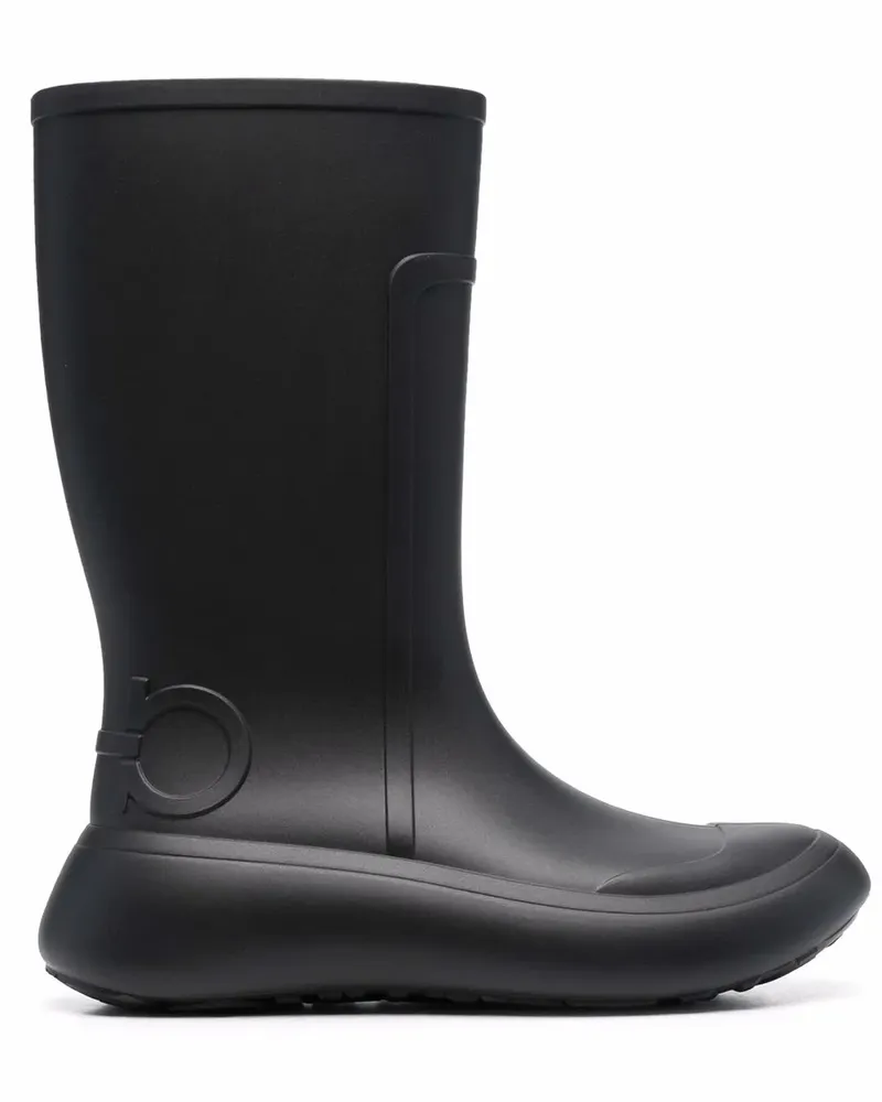 Ferragamo Gummistiefel mit Gancini-Prägung - Schwarz Schwarz
