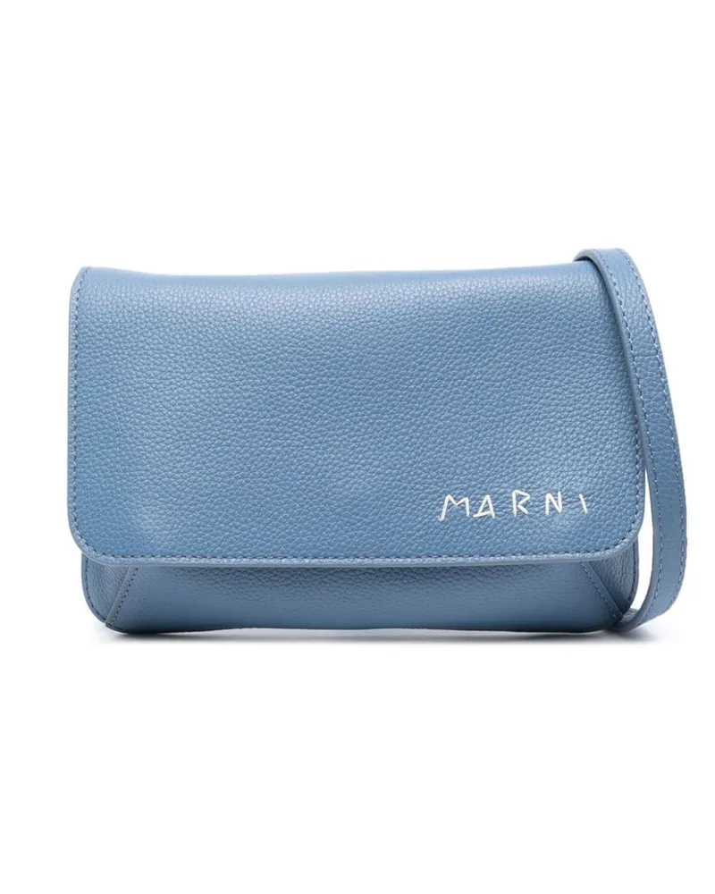 Marni Leder-Gürteltasche mit Logo-Stickerei - Blau Blau
