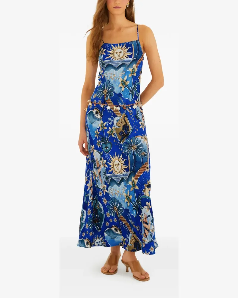 FARM Rio Maxikleid mit Sonnenprint - Blau Blau