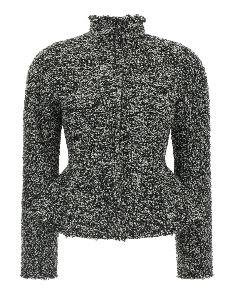 Alberta Ferretti Bouclé-Jacke mit Schößchen - Schwarz Schwarz