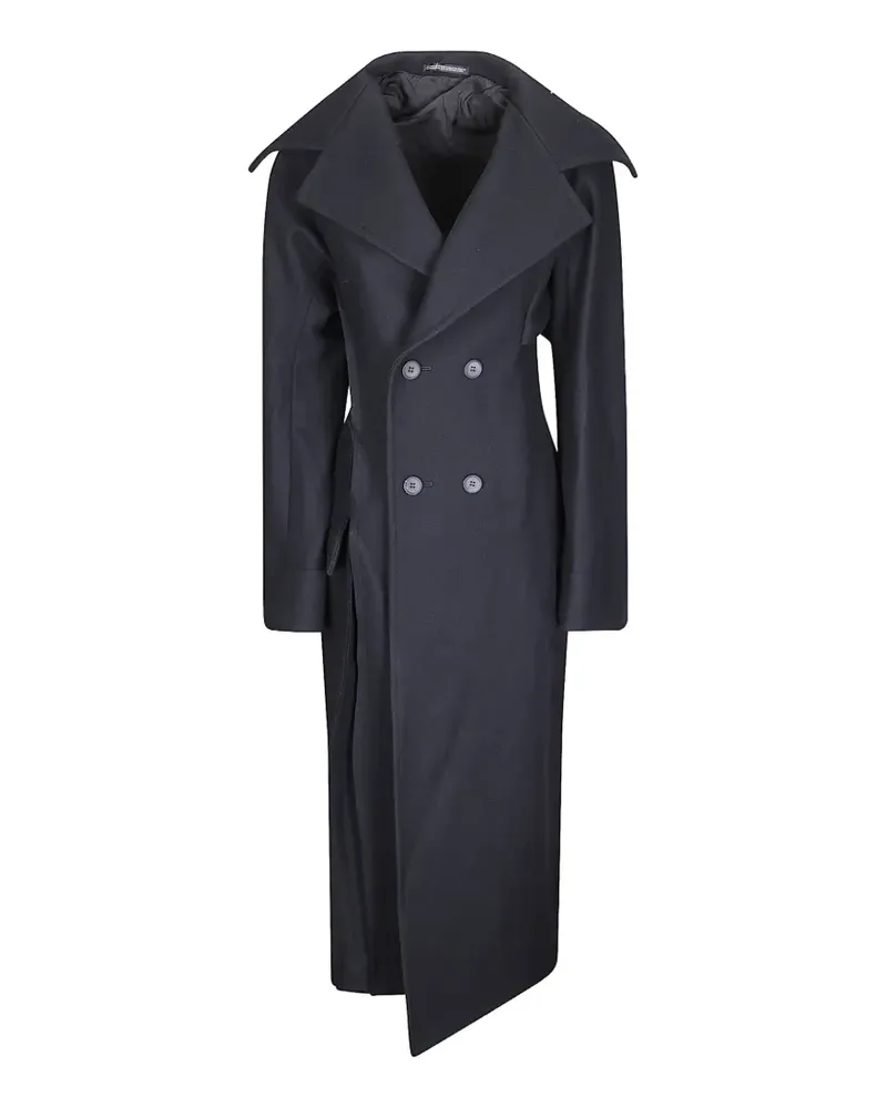 Yohji Yamamoto asymmetric double-breasted coat - Schwarz Schwarz
