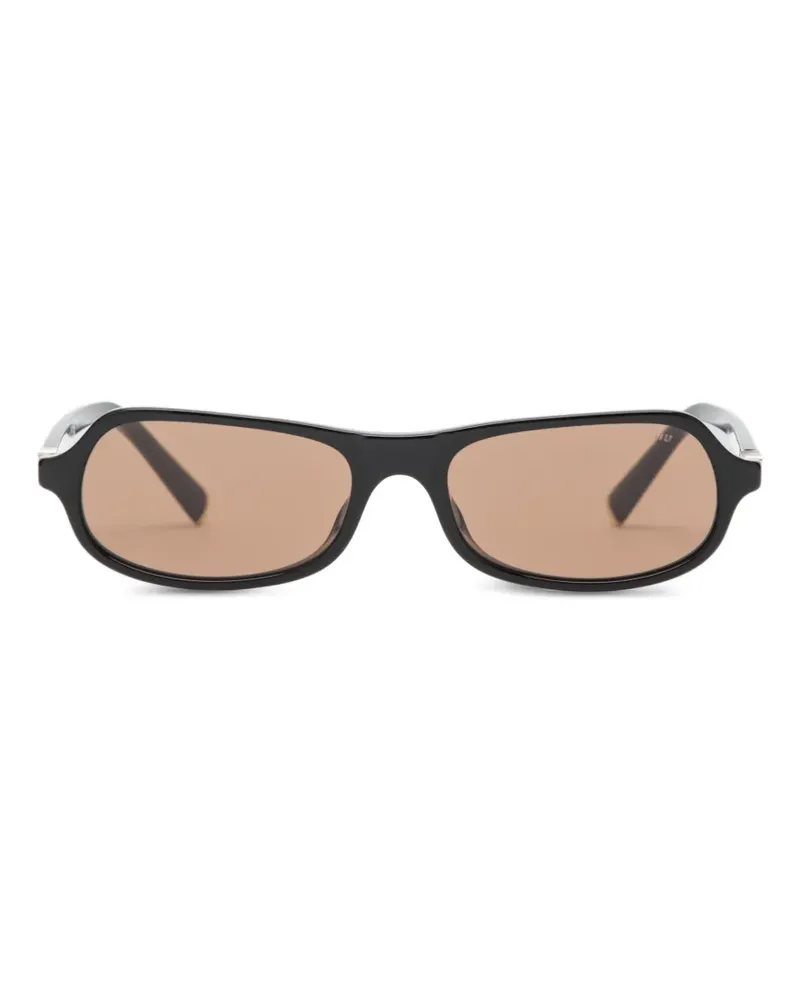Miu Miu Eckige Sonnenbrille mit Logo-Schild - Schwarz Schwarz