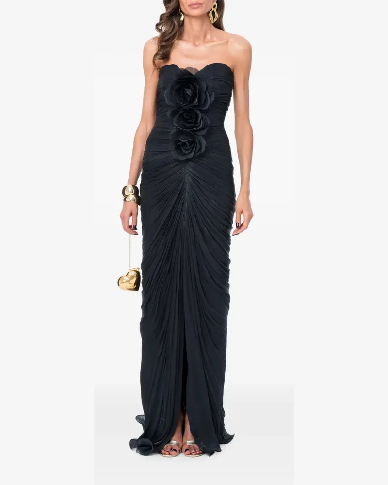 Ana Radu Maxikleid mit Blumenmuster - Schwarz Schwarz