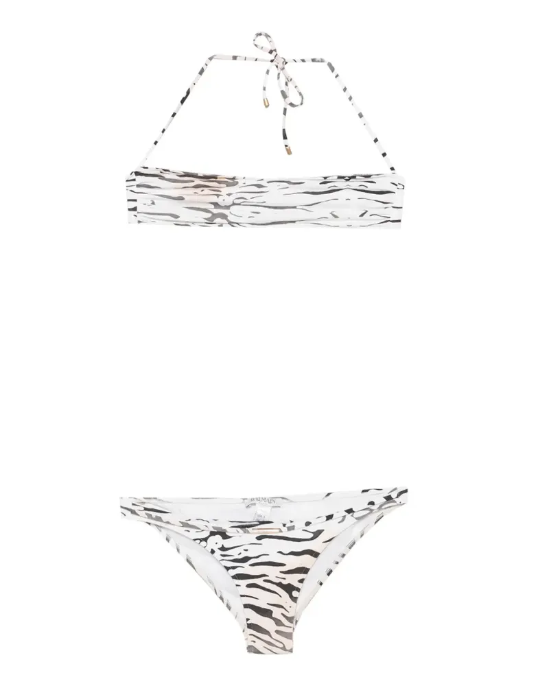 Balmain Bikini mit Tiger-Print - Weiß Weiß