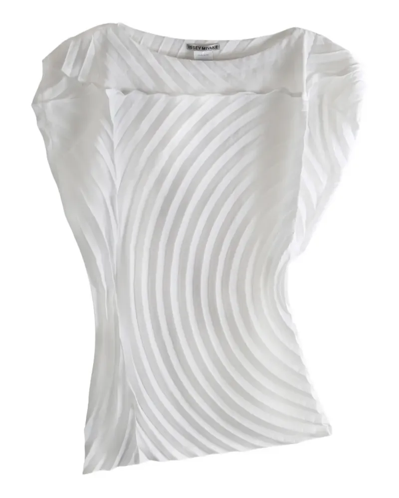 Issey Miyake Paper Bag Pleats curved top - Weiß Weiß