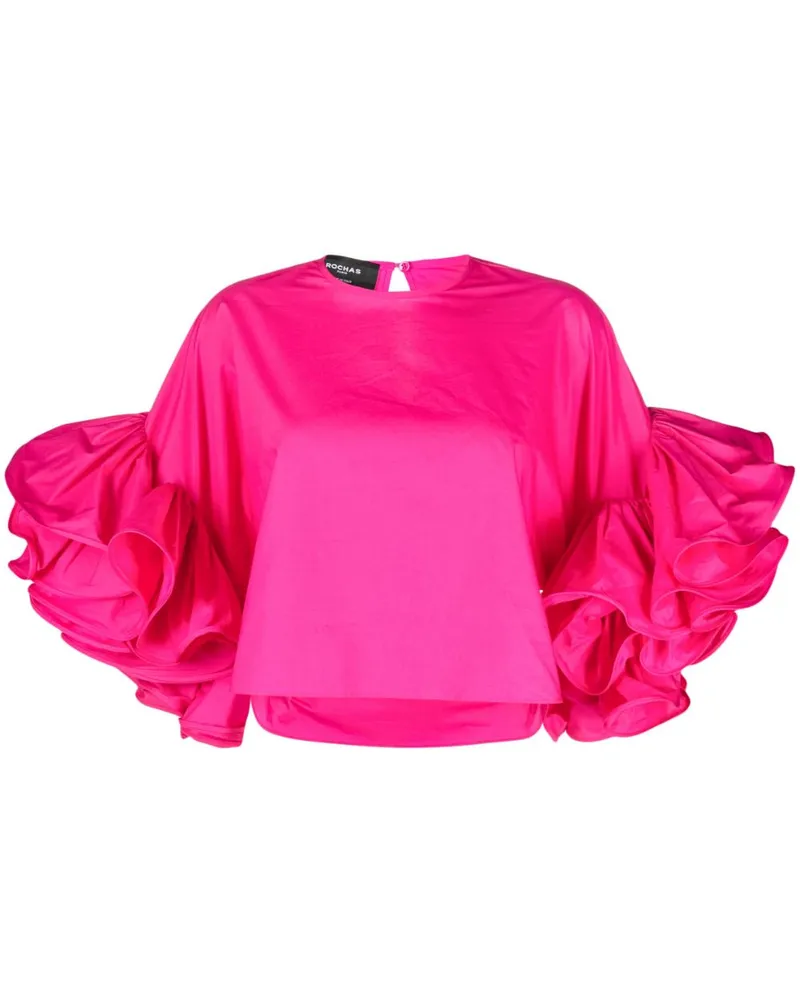 Rochas Oberteil mit Rüschenärmeln - Rosa Rosa