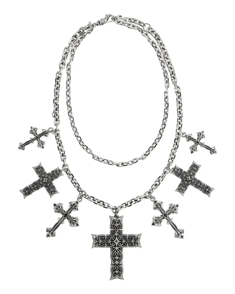 Emanuele Bicocchi Notre-Dame Halskette mit Kreuzen - Silber Silber