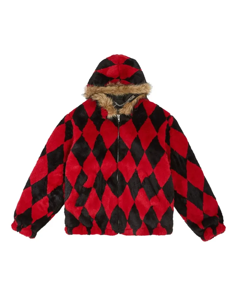 Supreme Being Jacke aus Faux Fur mit Rautenmuster - Rot Rot