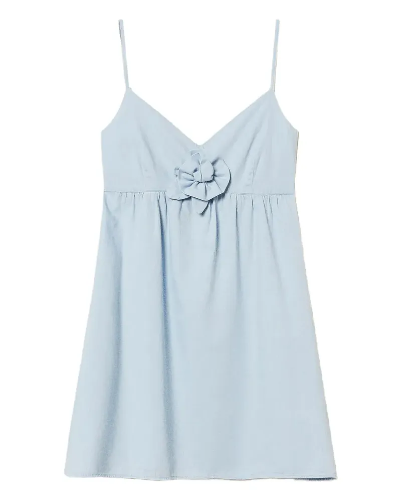 Twin-Set Kleid mit Blumenapplikation - Blau Blau
