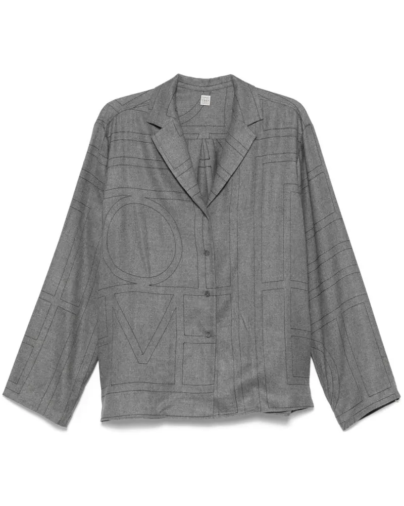 Totême Flanell-Poloshirt mit Monogramm - Grau Grau