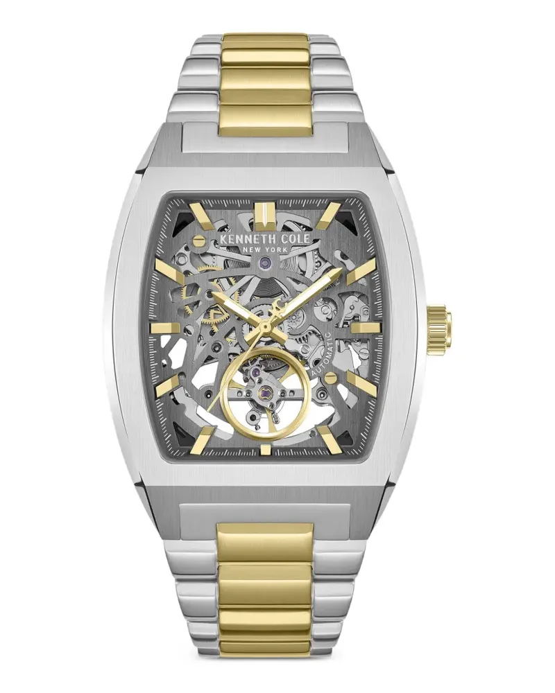 Kenneth Cole skeleton-dial tonneau-face 40mm watch - Silber Silber