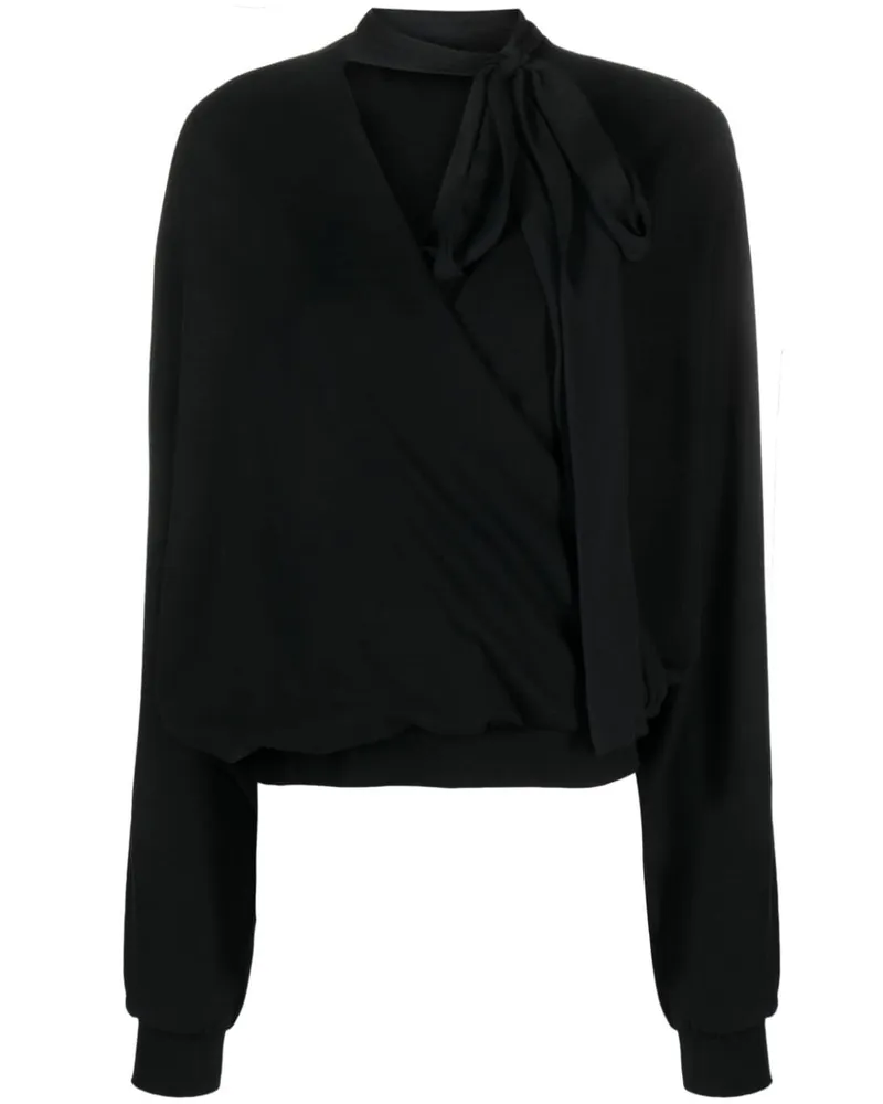 Blumarine Gewickelte Bluse mit Schleifenkragen - Schwarz Schwarz