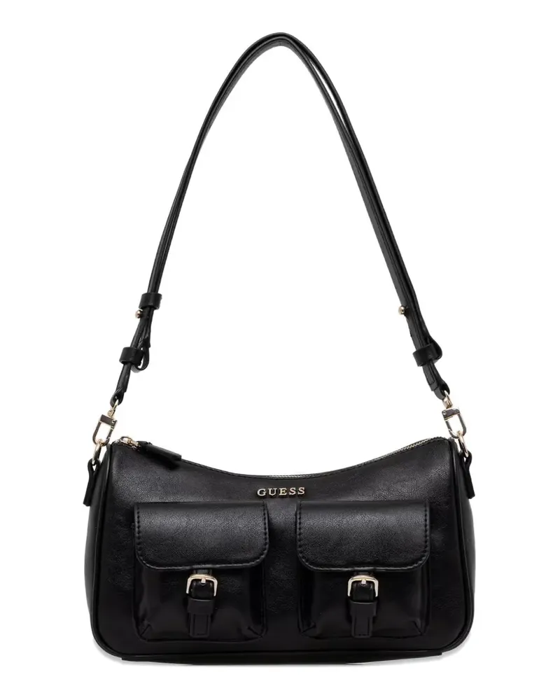 Guess Kassie Schultertasche mit Logo-Schild - Schwarz Schwarz