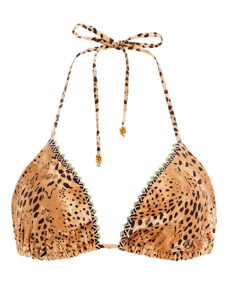 AGUA BENDITA Lolita animal-print bikini top - Braun Braun