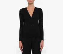 beaded V-neck cardigan - Schwarz
