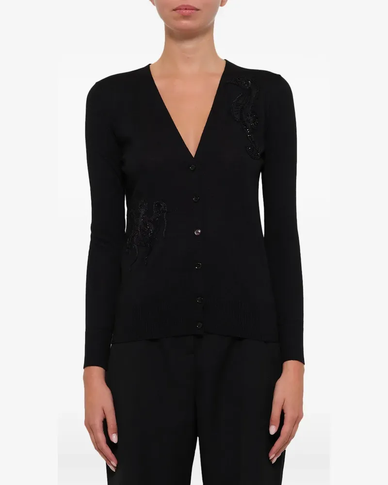 Alexander McQueen beaded V-neck cardigan - Schwarz Schwarz