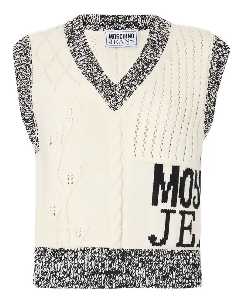 Moschino cable knit V-neck vest - Nude Nude