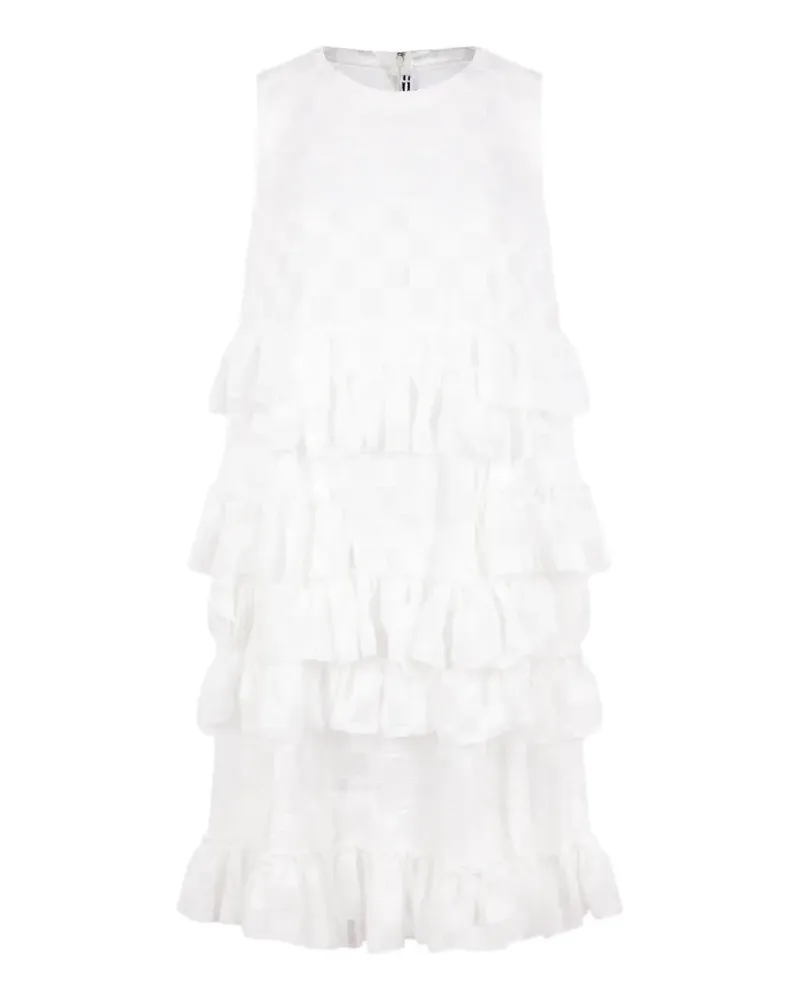 Comme des Garçons check-pattern ruffled mini dress - Weiß Weiß