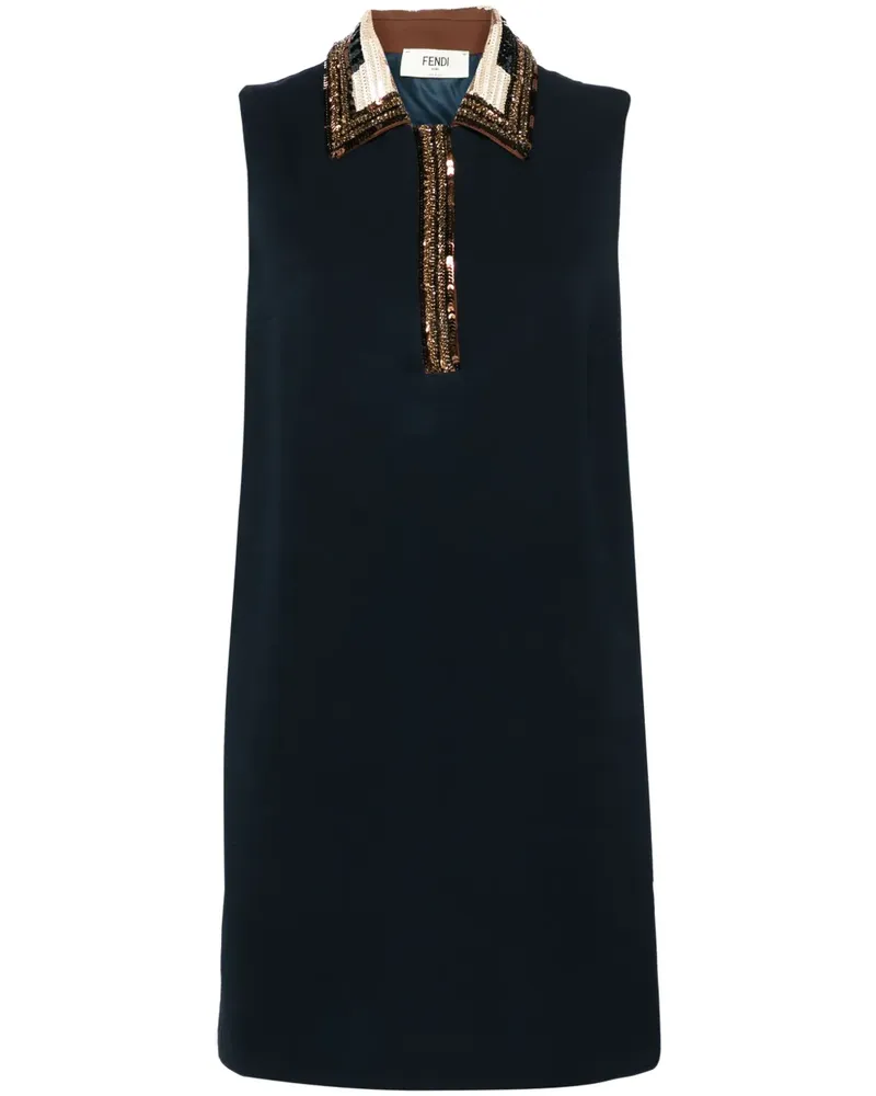 Fendi Poloshirt-Minikleid mit Paillettenbesatz - Blau Blau