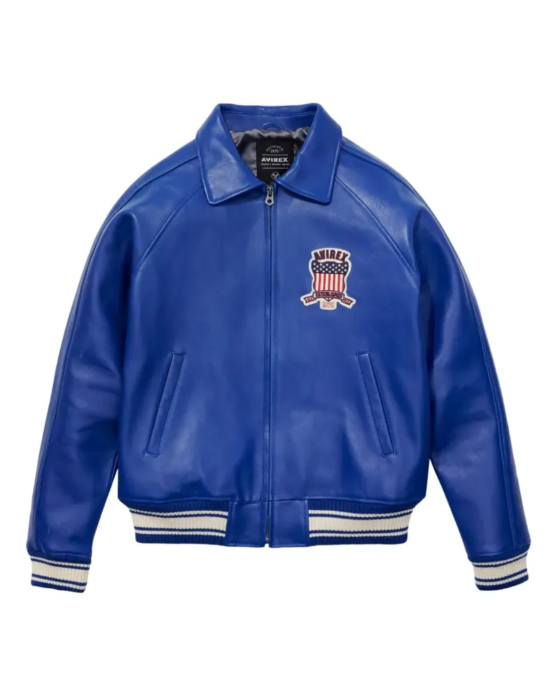 Our Legacy logo-patch leather jacket - Blau Blau