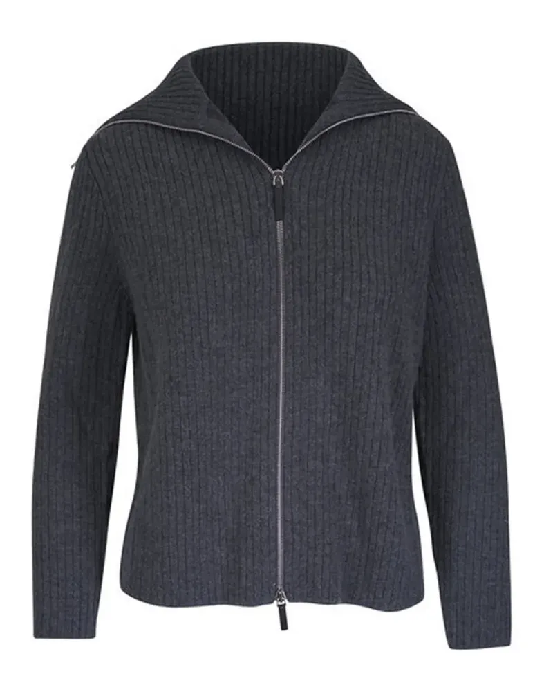 Lafayette148 ribbed zip cardigan - Grau Grau