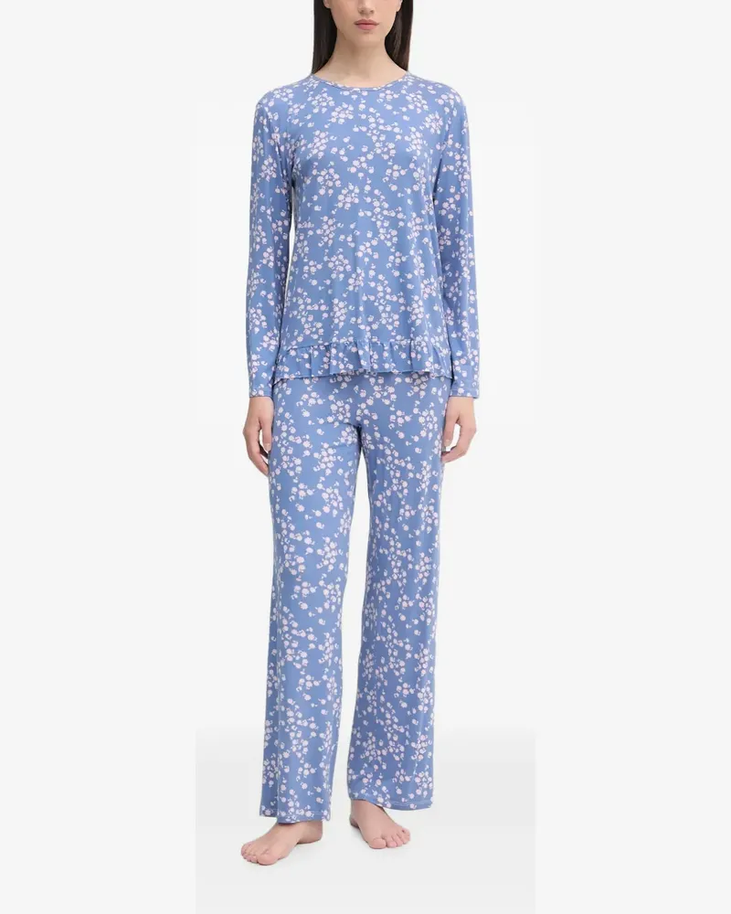 Benetton Pyjama mit Blumenprint - Blau Blau