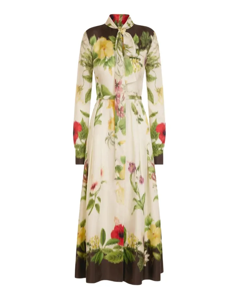 Oscar de la Renta floral-print midi dress - Nude Nude