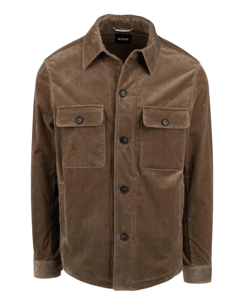 HUGO BOSS chest-pocket corduroy-effect overshirt - Braun Braun